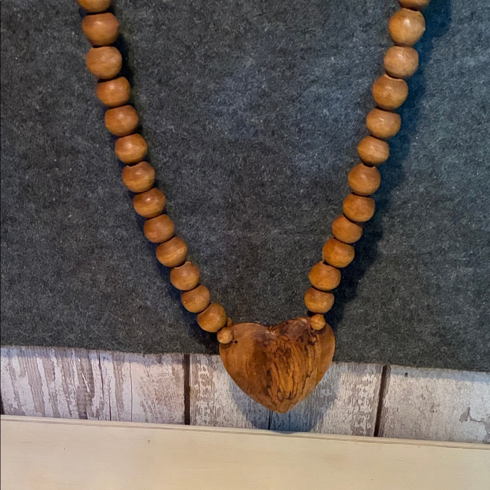 Wooden Heart Beaded Decor